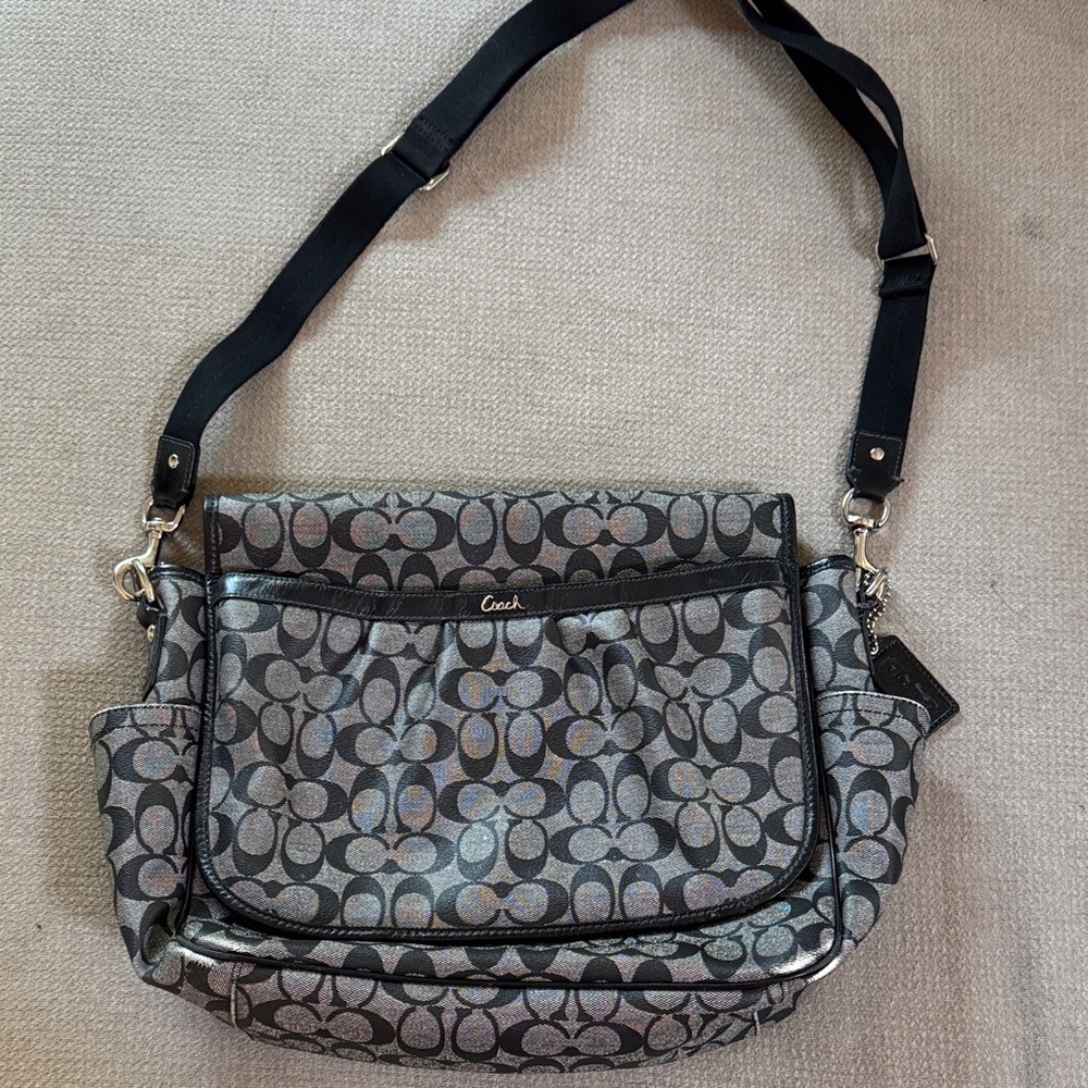 Coach Signature Black and Gray Baby Bag
